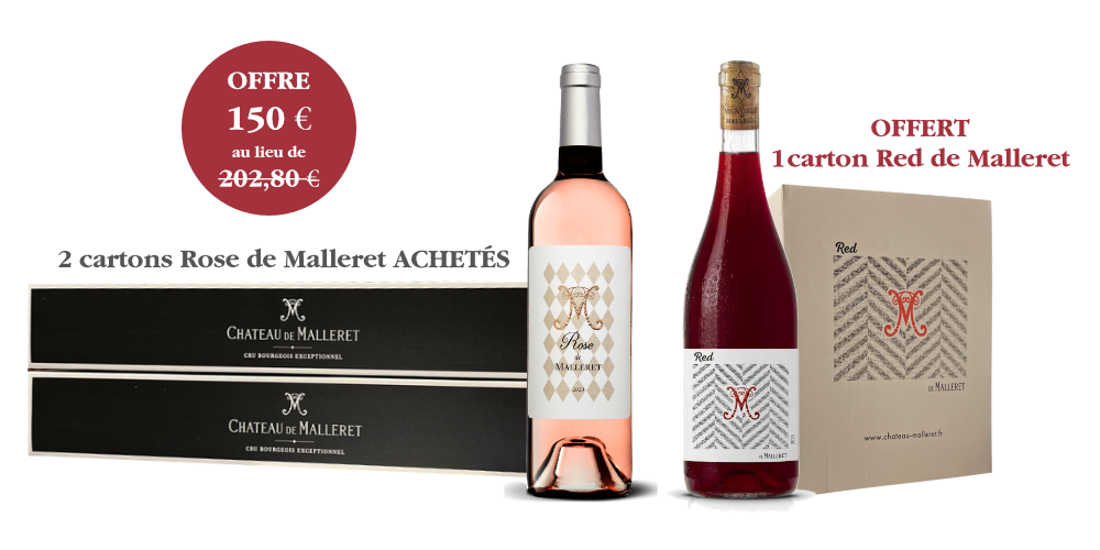 2 cartons de Rose de Malleret achetés = 1 carton de Red offert