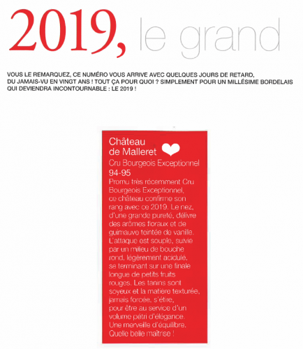 Article de presse Terre de Vins - Été 2020 - 2019, le grand