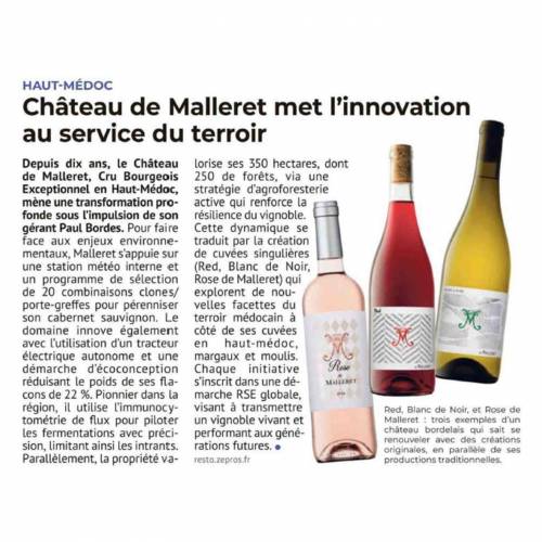 Château de Malleret - La Presse en parle : Château de Malleret met l'innovation au service du terroir