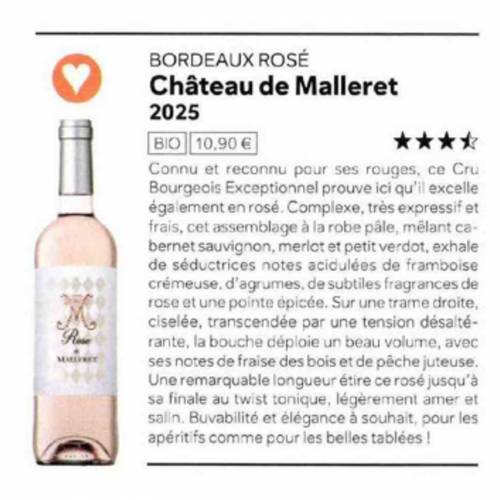 Château de Malleret - La Presse en parle : Rose de Malleret : ★★★⯨