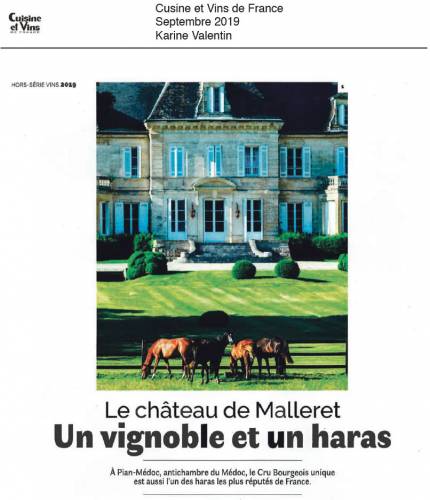Article de presse Cuisine et Vins de France - Septembre 2019 - Un vignoble et un haras