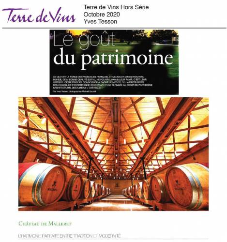 Article de presse Terre de Vins Hors Série - Octobre 2020 - Le goût du patrimoine