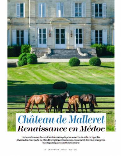 Article de presse La Revue du Vin de France - juillet / août 2021 - Château de Malleret - Renaissance en Médoc