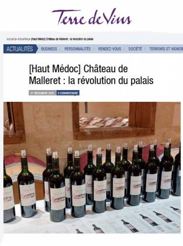 Article de presse Terre de Vins - 2022-12-27 - Château de Malleret : la révolution du palais