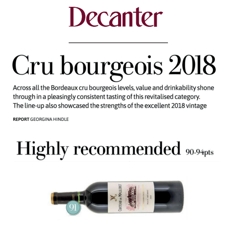 Article de presse Article Decanter - Mars 2023 - Bordeaux Cru Bourgeois 2018